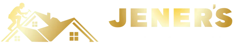 Gold Jener's logo with stylized house and roof silhouette